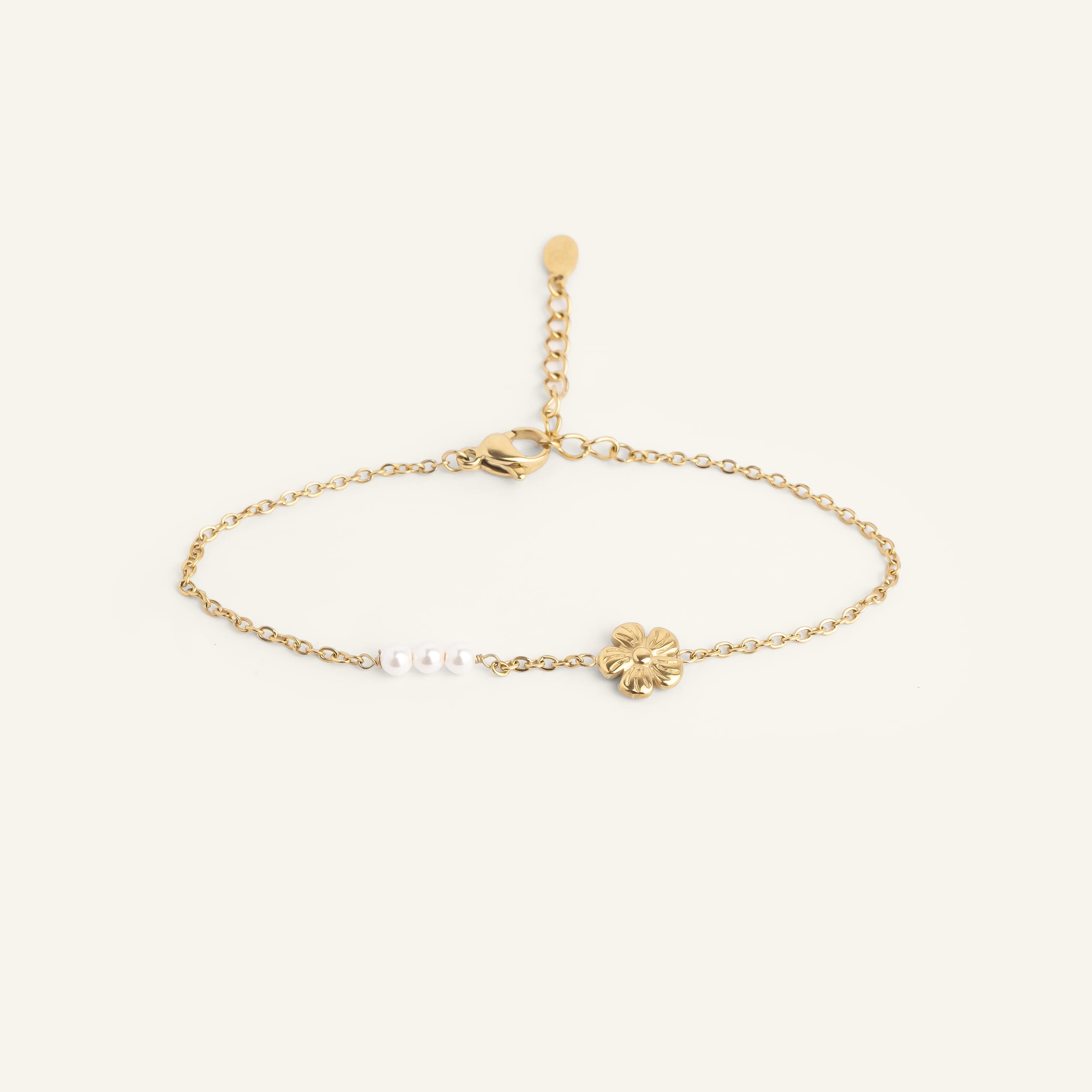 Bracelet fleur et nacre acier inoxydable