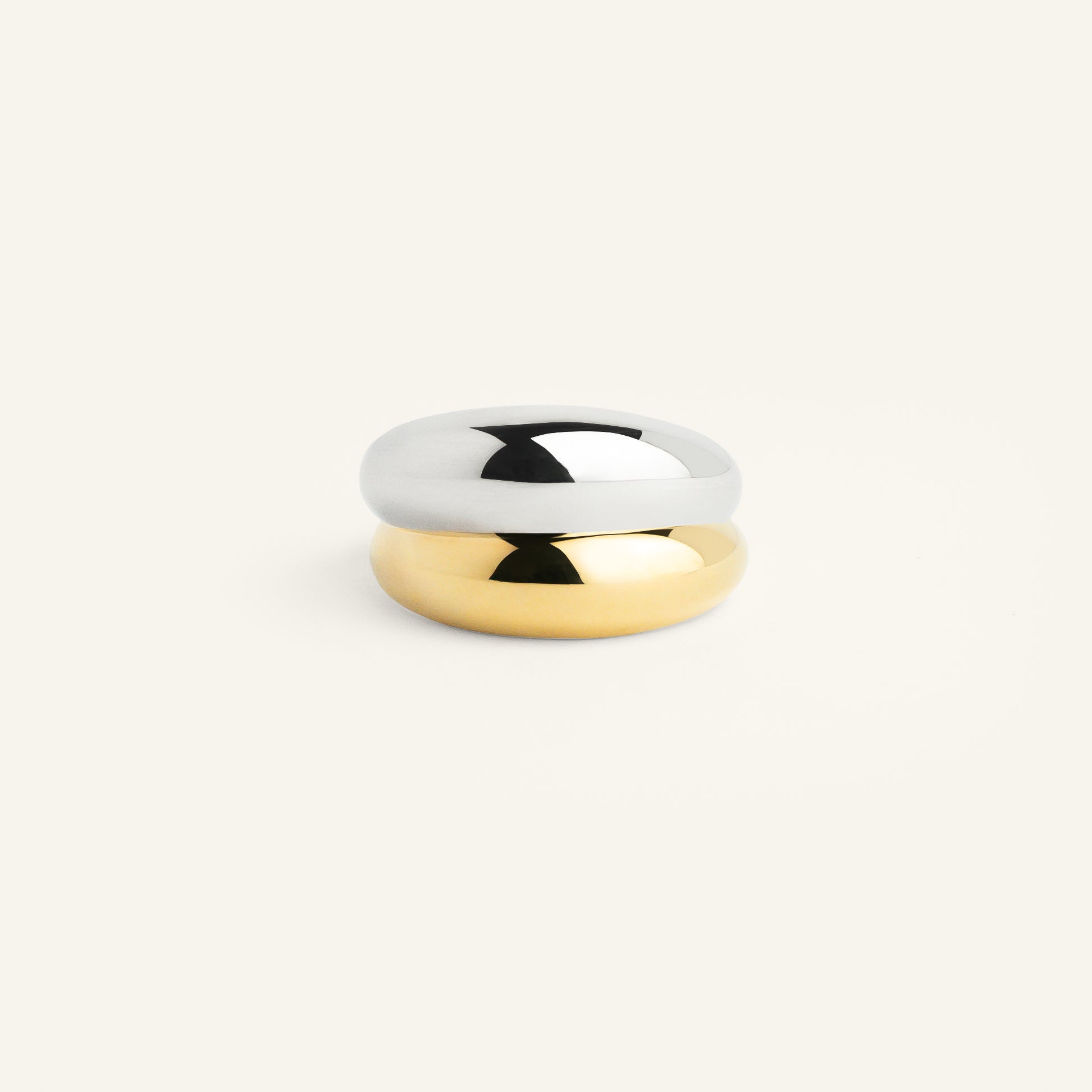 Bague femme double matériaux plaqué or et argent
