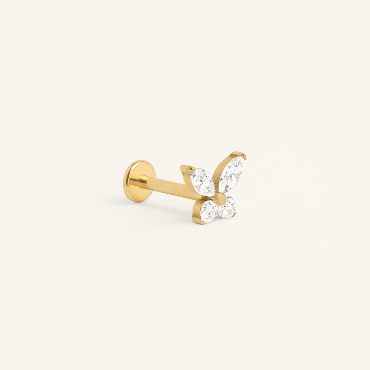 Piercing butterfly en titane doré