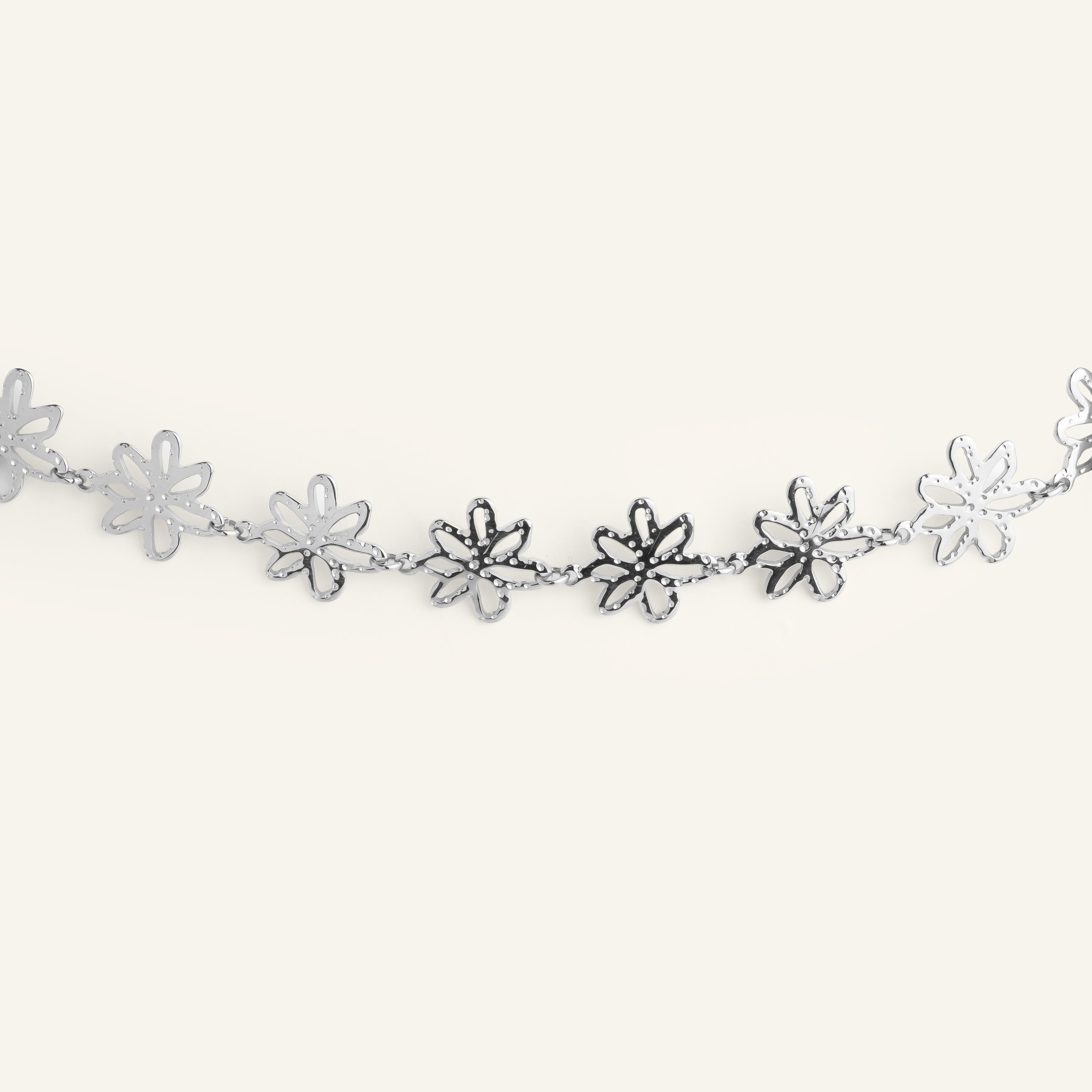 Bracelet fleur acier inoxydable doré