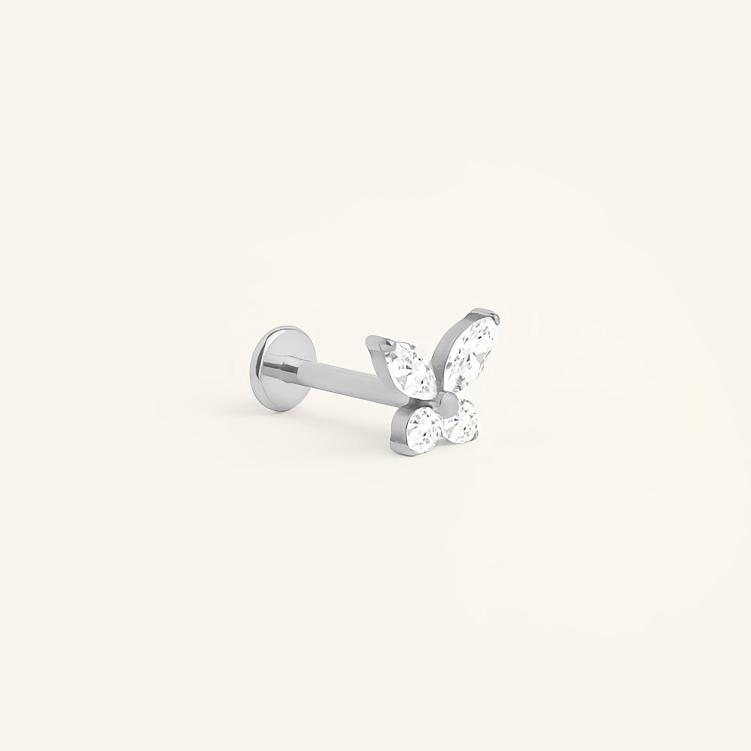 Piercing butterfly en titane argenté