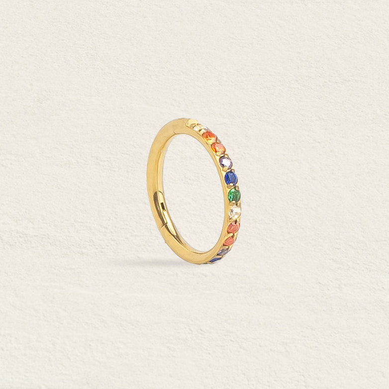 Piercing anneau en acier inoxydable serti de pierres multicolores