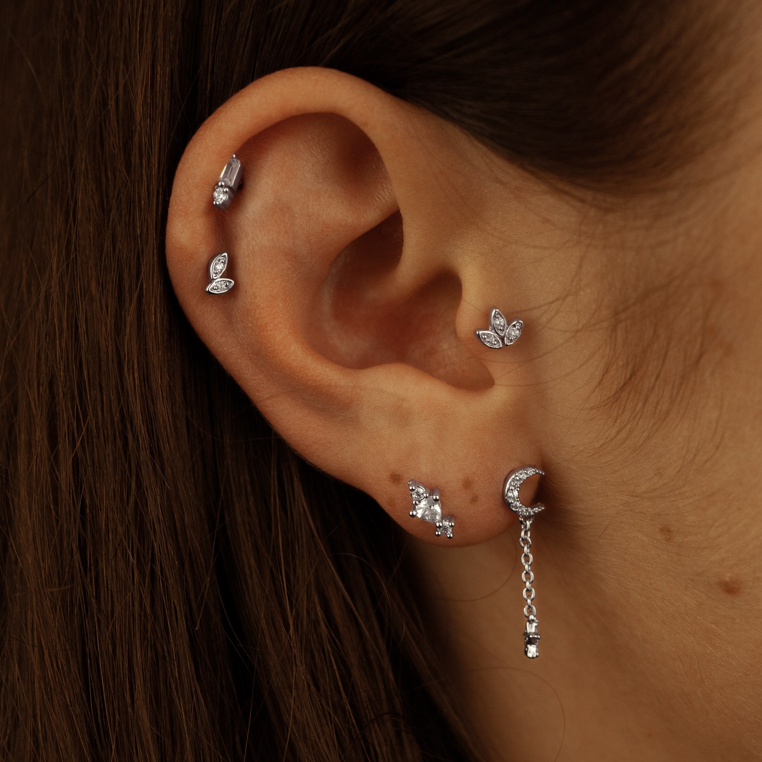 Composition de piercings acier inoxydable argenté