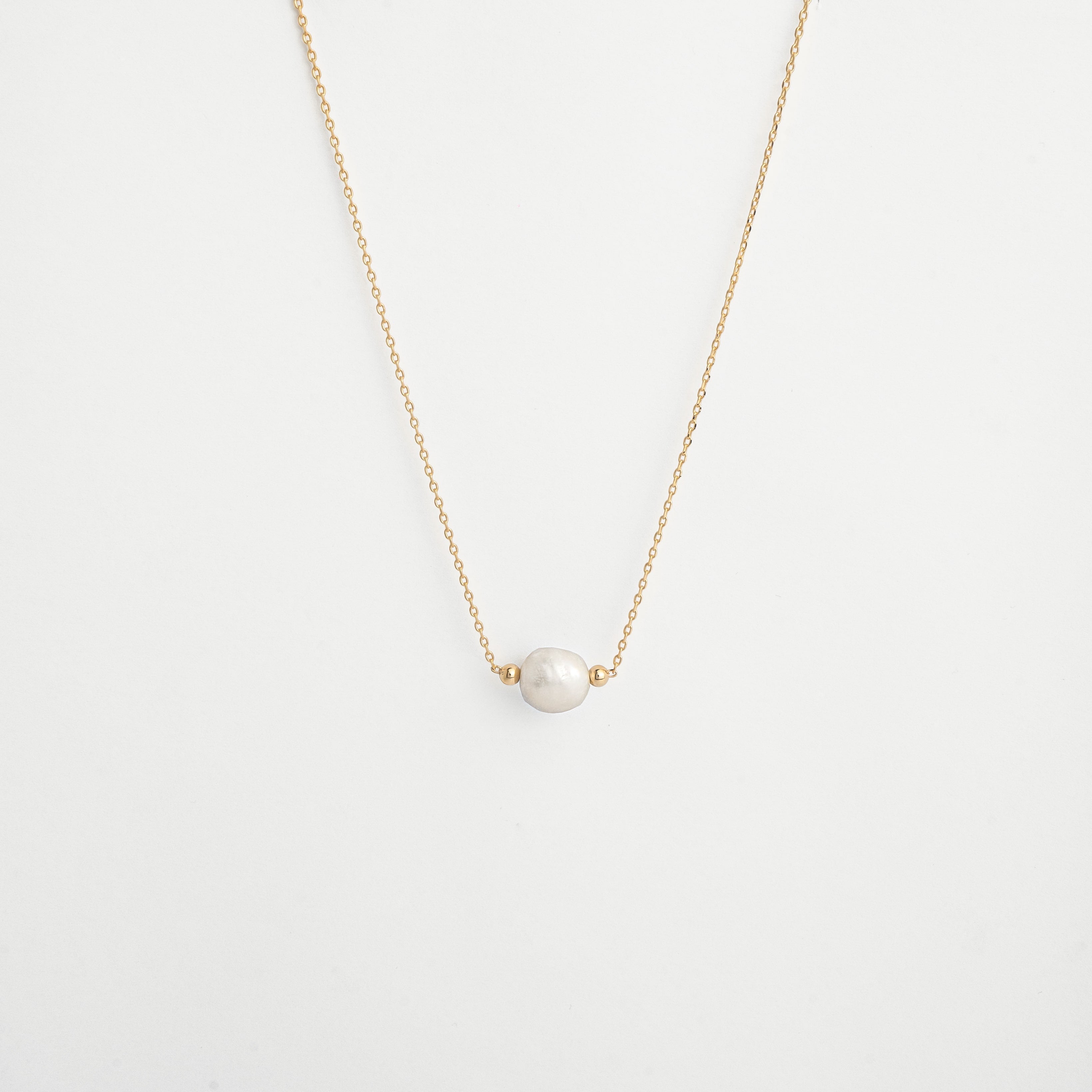 Collier femme plaqué or avec perle de culture