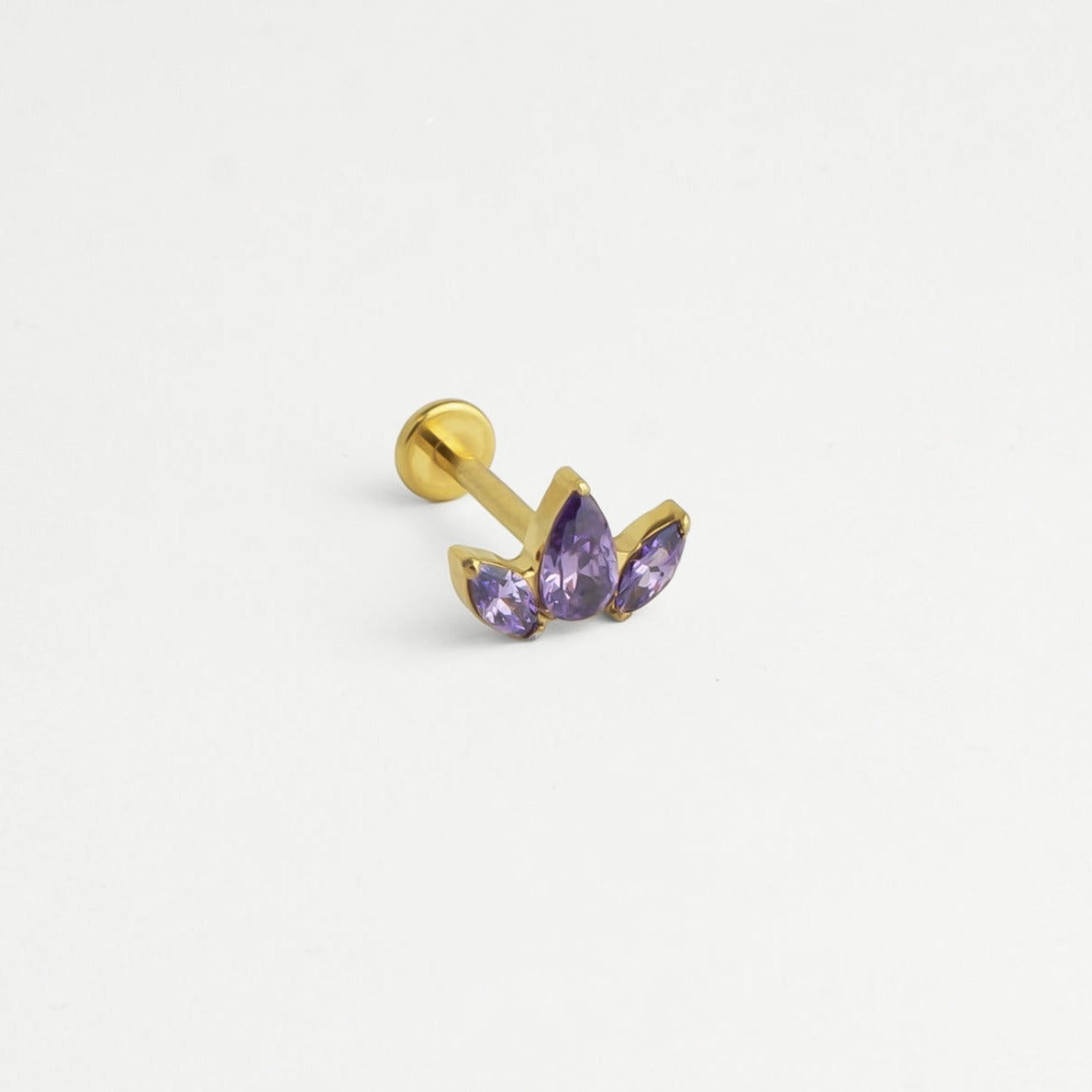 Piercing titane doré améthyste