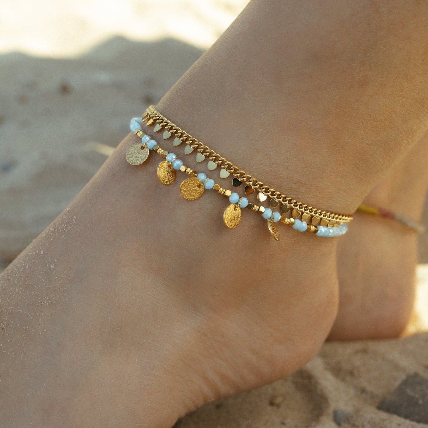Bracelet de cheville acier inoxydable pampille