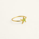 Bague femme plaqué or étoile de mer et opale synthétique