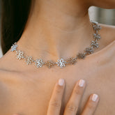 Collier fleur acier inoxydable argenté