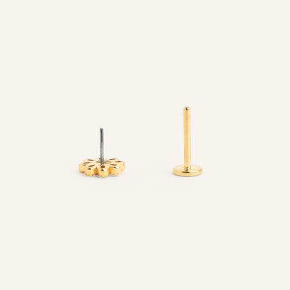 Piercing Fleur Threadless Plaqué or tige titane