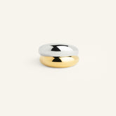 Bague Victoria bombée bicolore en plaqué or et argent 925 rhodié