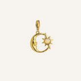 Charm lune et soleil en acier inoxydable doré