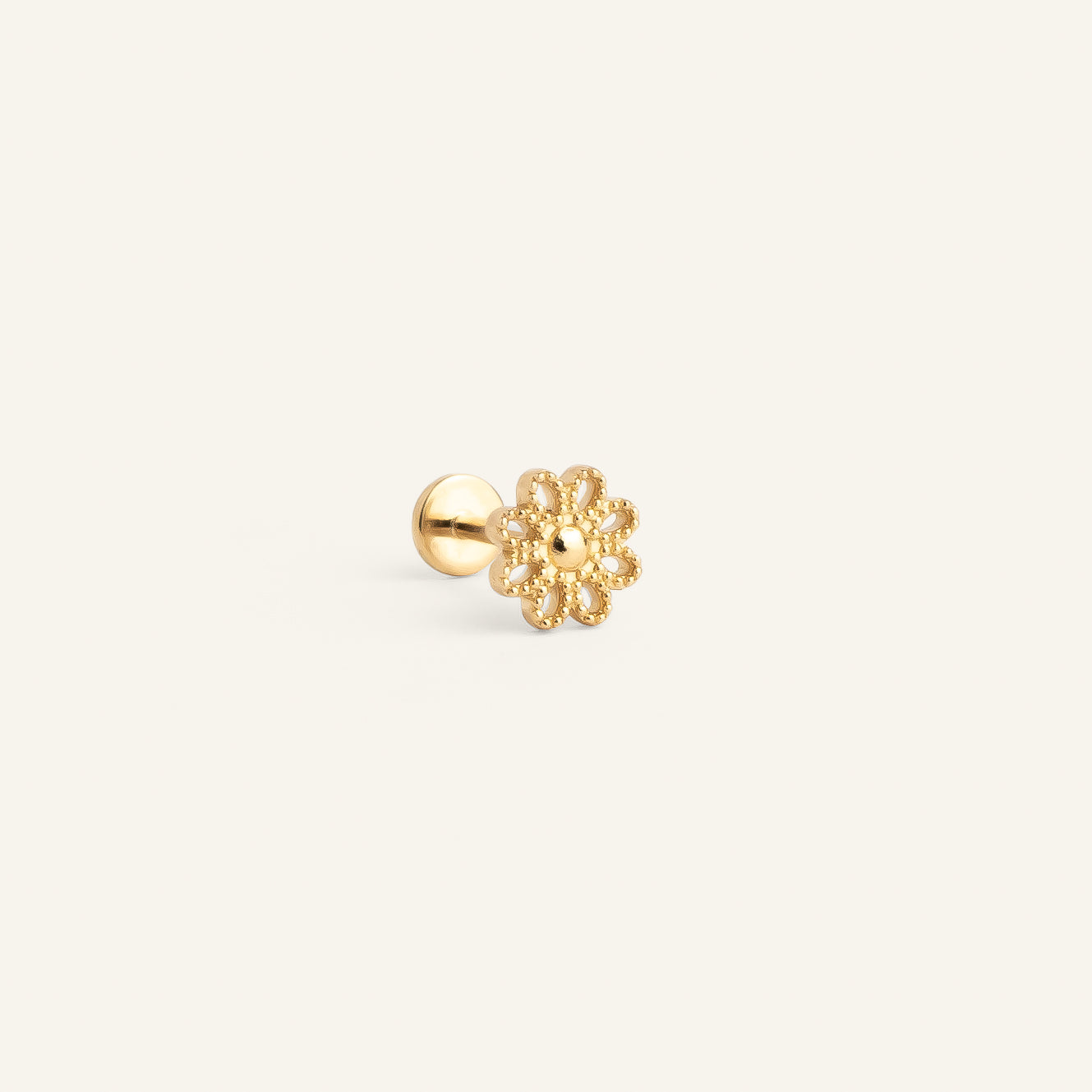 Piercing Fleur Threadless Plaqué or tige titane