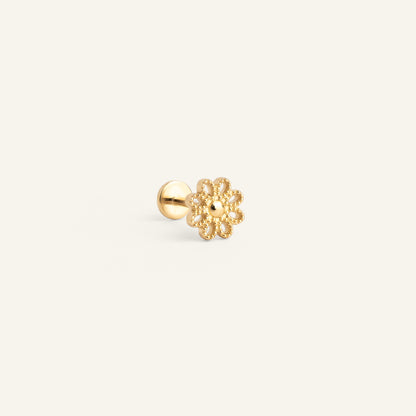 Piercing Fleur Threadless Plaqué or tige titane