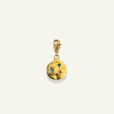 Charm médaille dorée sertie de trois pierres