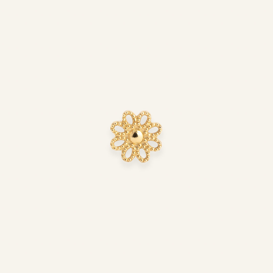 Piercing Fleur Threadless Plaqué or tige titane
