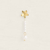 Boucle Fleur Bianca en acier inoxydable doré à pluie de perles
