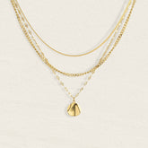 Collier triple Camila en acier inoxydable doré à pendentif coquillage