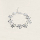 Bracelet fleur en acier inoxydable argenté à maillons fleurs