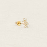 Boucle Ingrid en plaqué or à double fleur sertie de zircons blancs