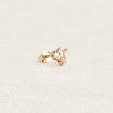 Boucle Aelys en plaqué or à trois zircons blancs en forme d&