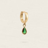 Mini créole Opoa en plaqué or avec pendentif goutte en zircon vert