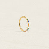 Piercing anneau en acier inoxydable serti de pierres multicolores