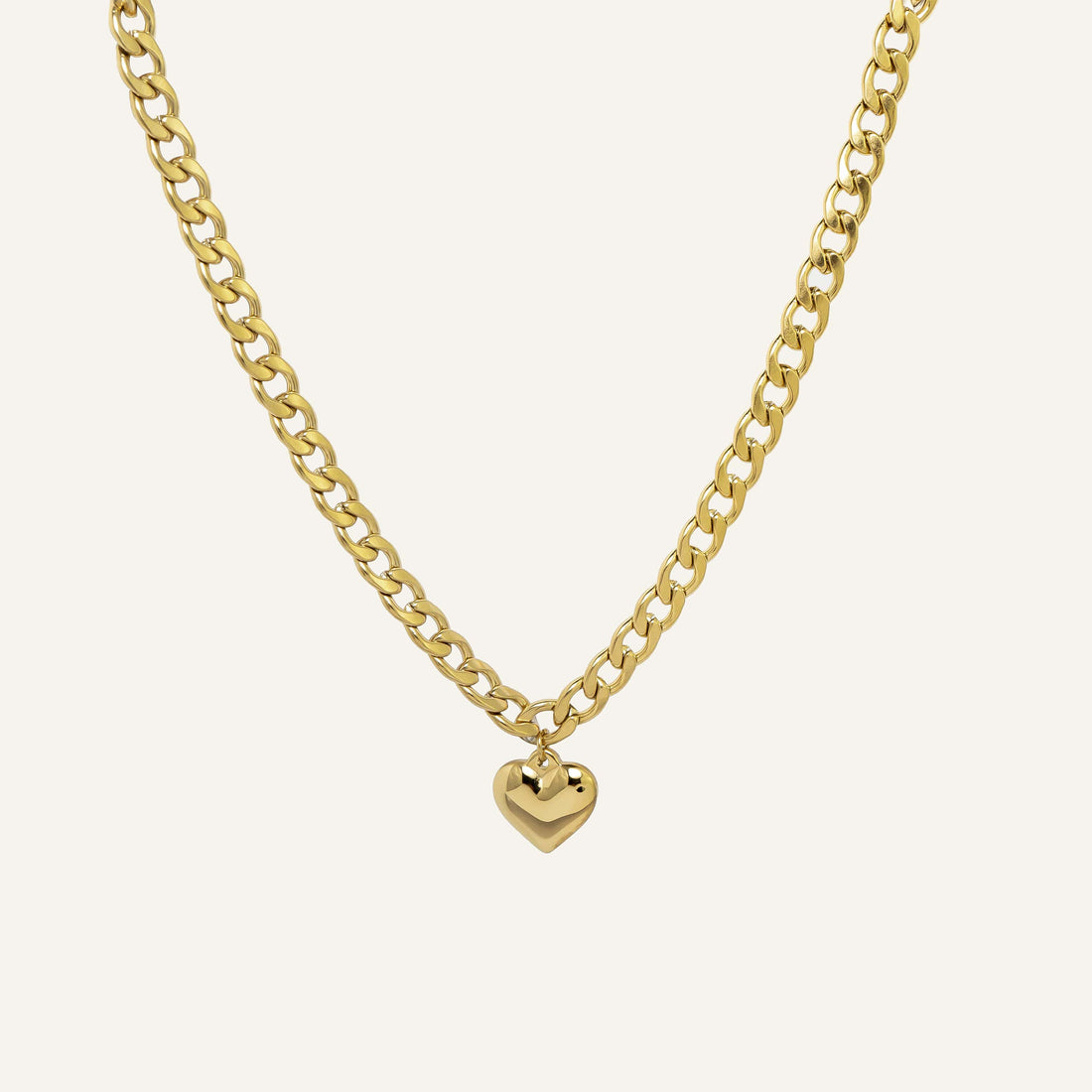 Collier femme coeur acier inoxydable doré