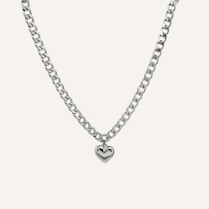 Collier femme coeur acier inoxydable argenté