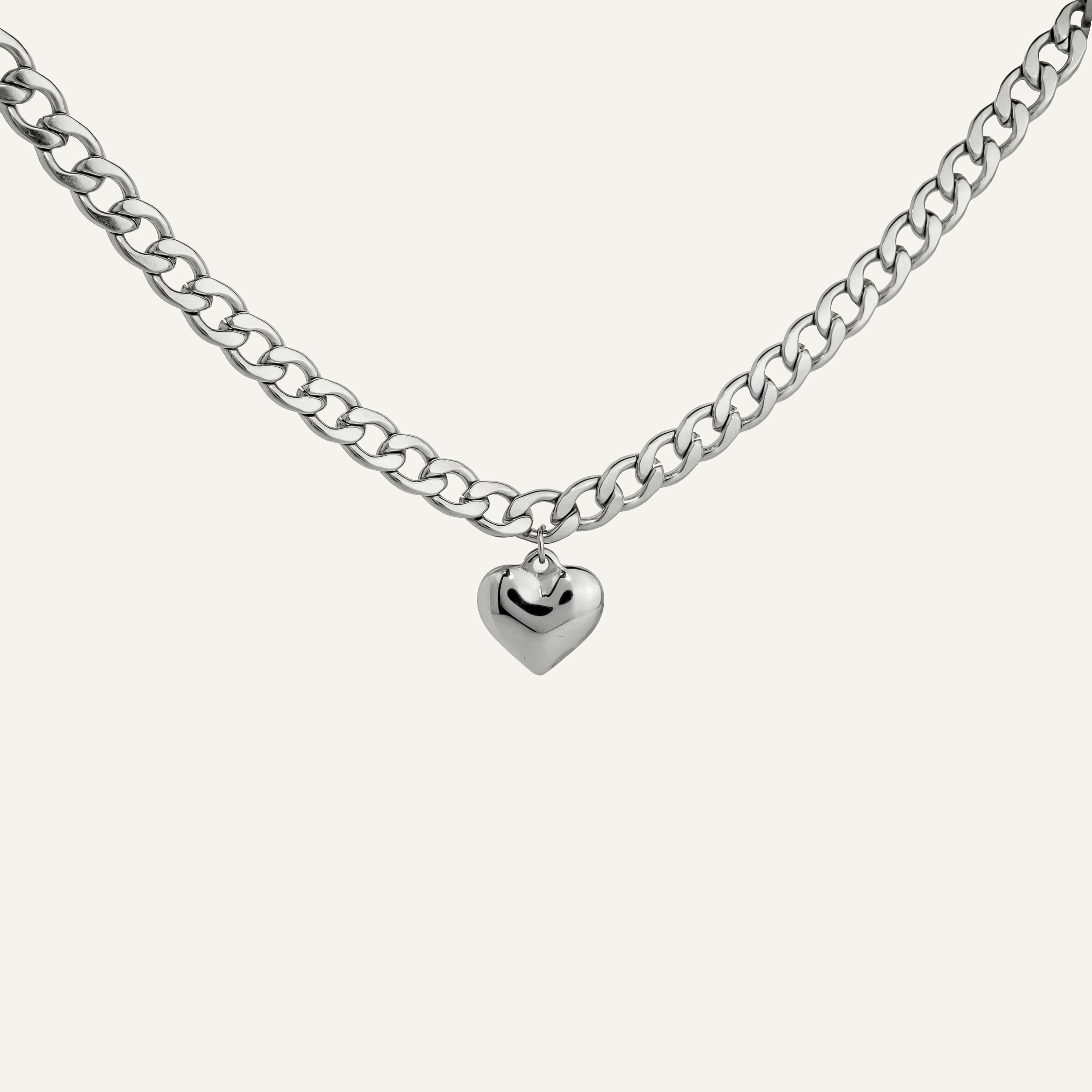 Collier femme coeur acier inoxydable argenté