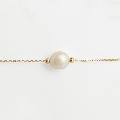 Bracelet femme plaqué or avec perle de culture
