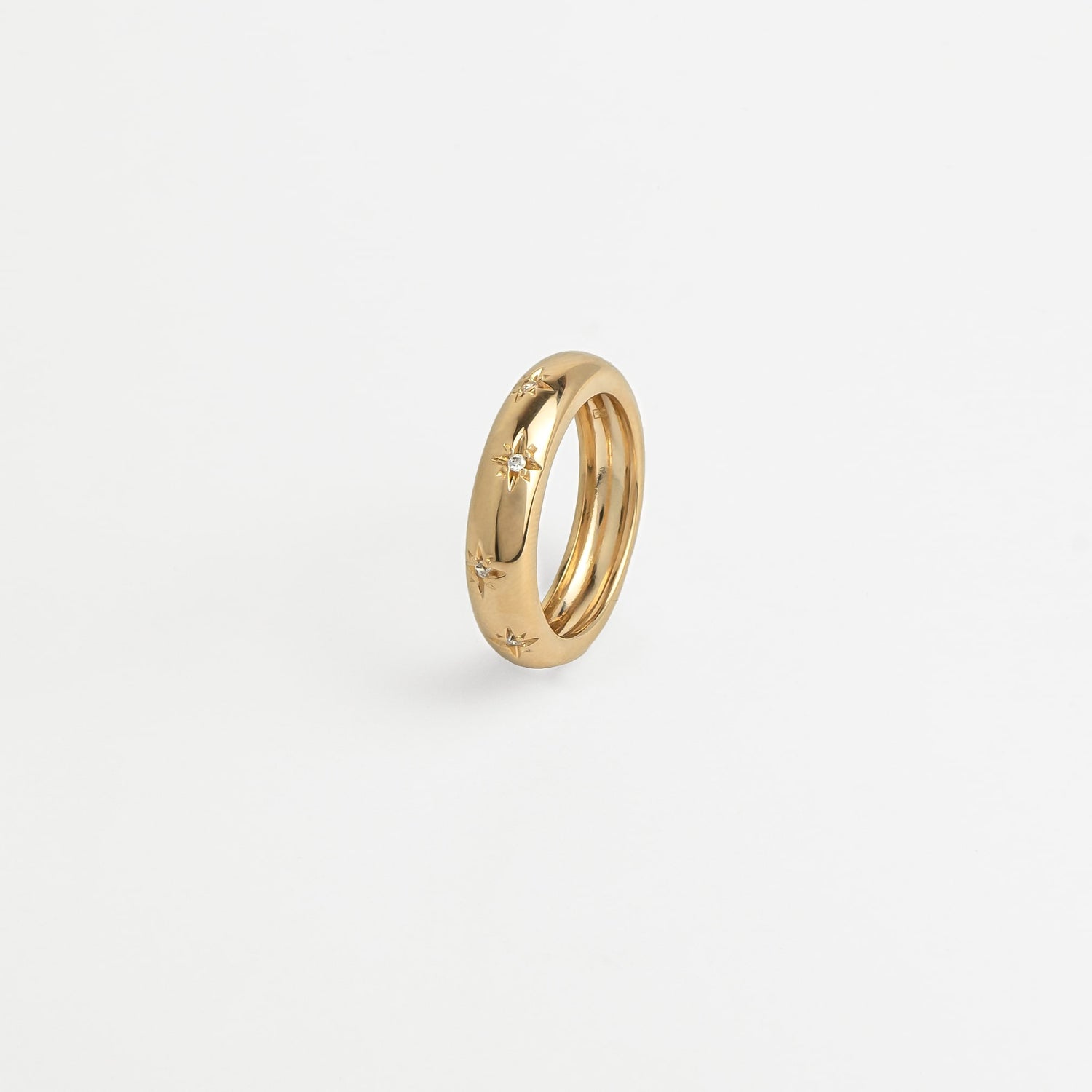 Bague femme plaqué or avec zircons &amp; étoiles