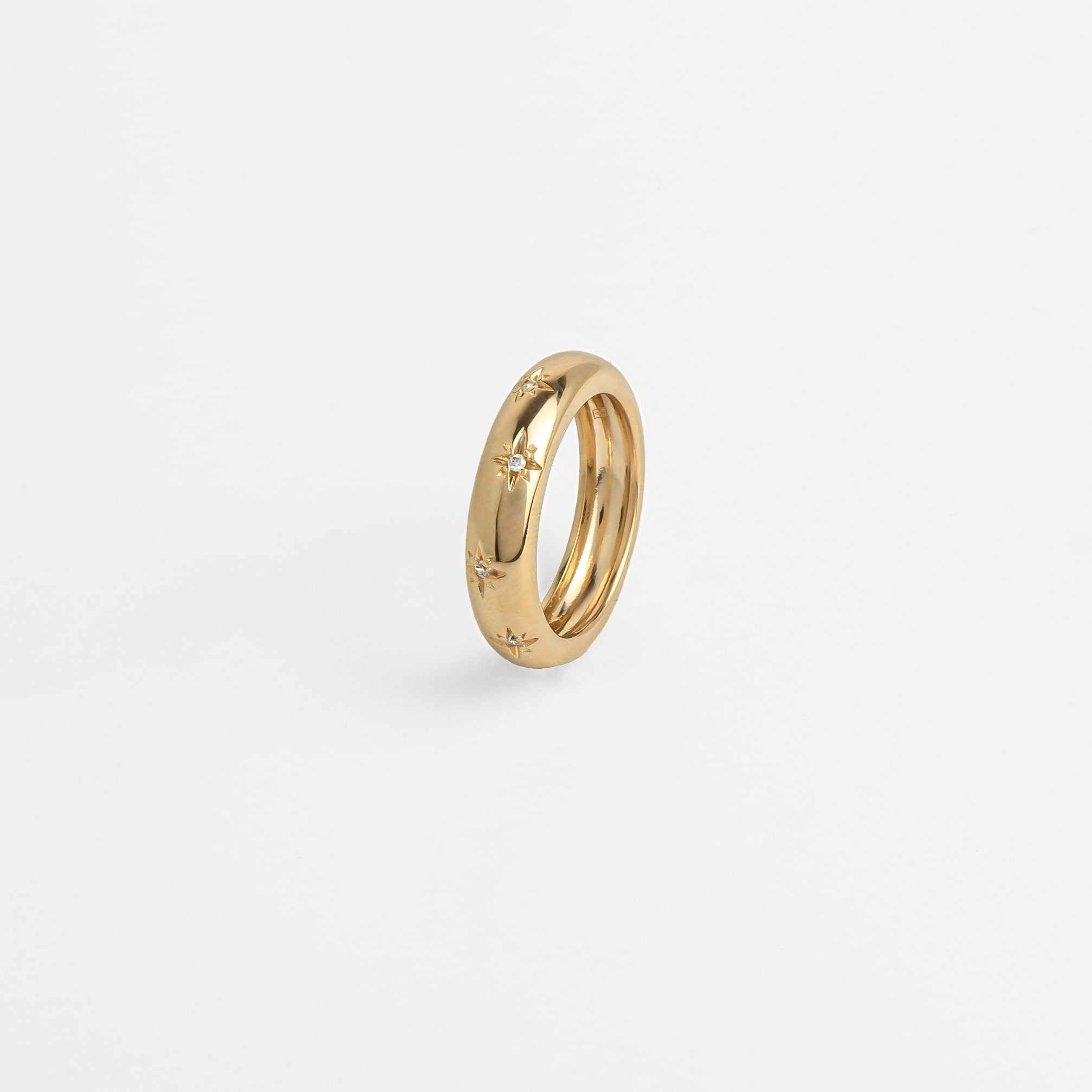 Bague femme plaqué or avec zircons &amp; étoiles