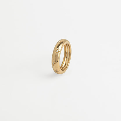 Bague femme plaqué or avec zircons &amp; étoiles