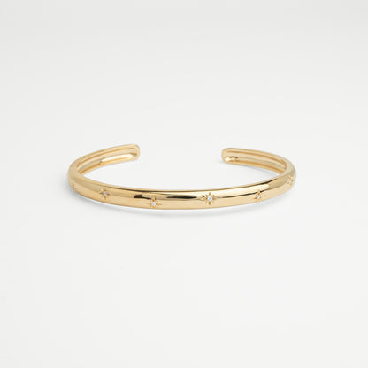 Jonc femme plaqué or avec zircons et étoiles