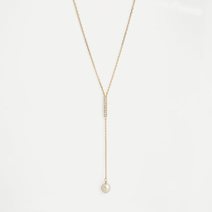 Collier pendant plaqué or avec perle de culture