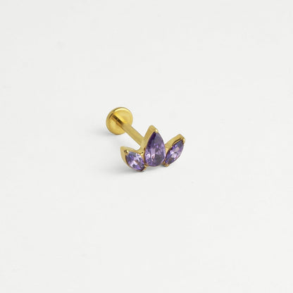 Piercing titane doré améthyste