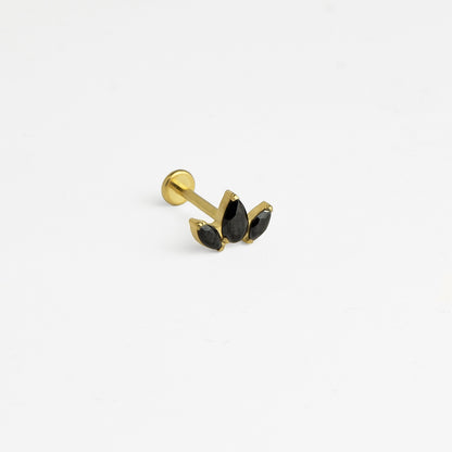 Piercing titane doré pierre noire
